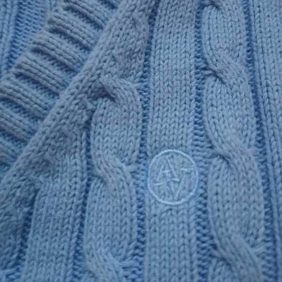 ADRIENNE VITTADINI PERIWINKLE CABLE KNIT VNACK COTTON SWEATER SIZE M - Picture 7 of 9